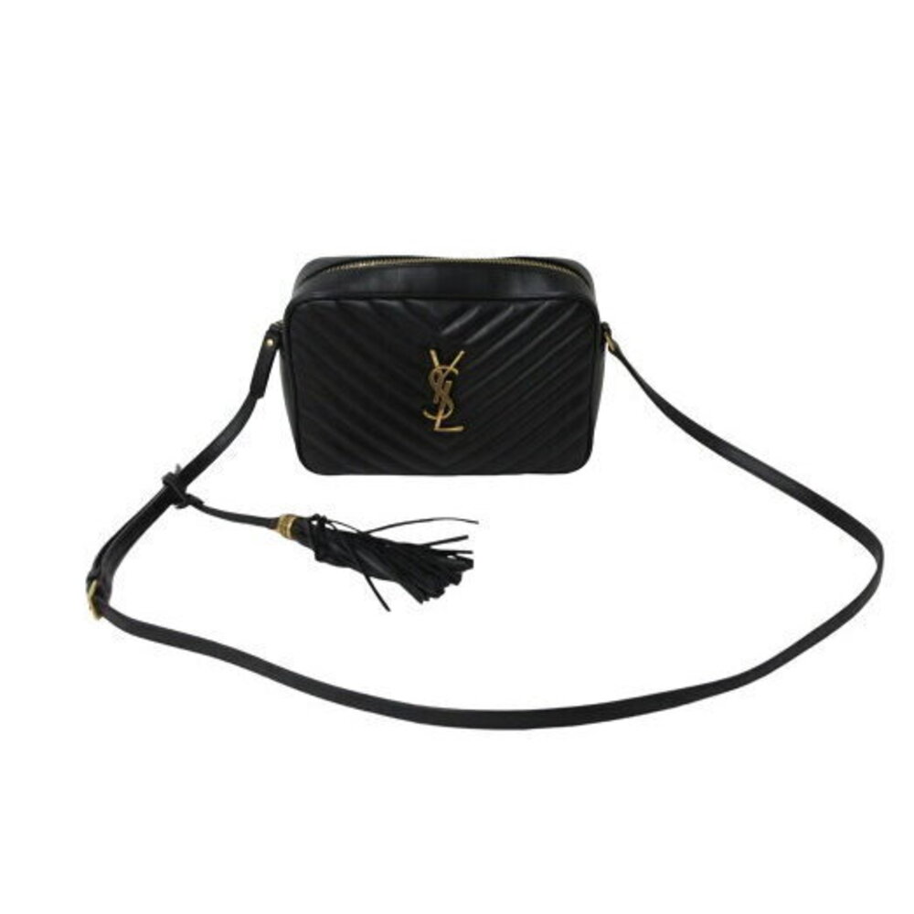 SAINT LAURENT Lou Camera Shoulder Bag Black Leather Logo